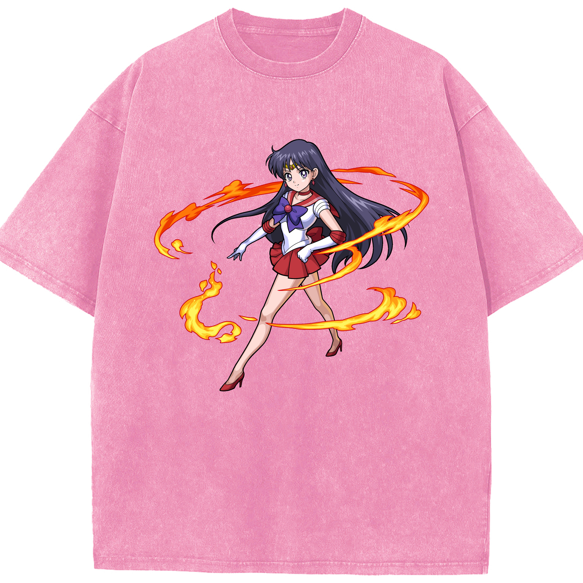 （画像用） 美少女戦士セーラームーン 火野レイ ひの レイ Sailor Moon Hino Rei （セーラーマーズ,Sailor Mars） 綿100% ヴィンテージ風 半袖Tシャツ（フロントプリント）